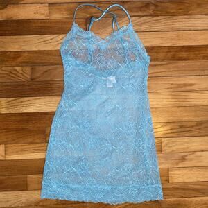 Victoria's Secret Lace Lacy Sheer Chemise Slip dress nightie lingerie coquette S